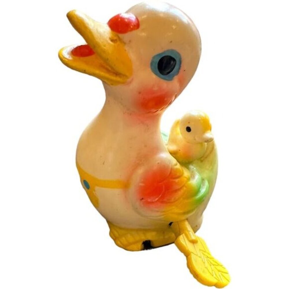 Vintage Celluloid Wind up Duck Toy Mid Century SAITO Waddling Plastic Duck Kitsc
